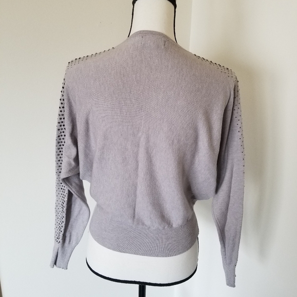 Carmen Marc Valvo Rhinestone Sleeved Sweater Shirt - Picture 4 of 6